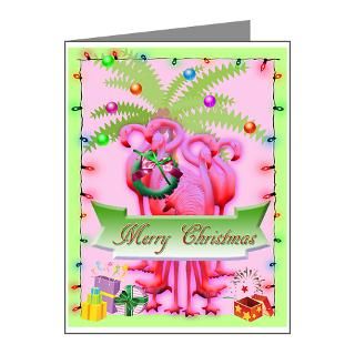 Gifts  Bows Note Cards  Christmas Card Pink Flamingos (Pk of 10