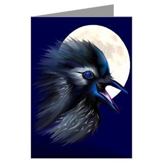 Greeting Cards  Manic Raven with Moon Greeting Cards (Pk of 10
