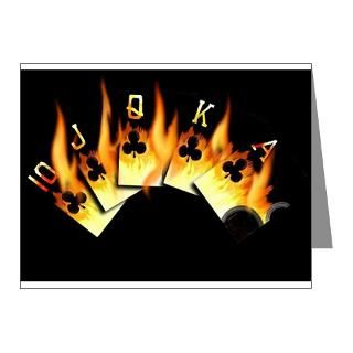 Aces Note Cards  FLAMING ROYAL FLUSH POKER ART Note Cards (Pk of 20