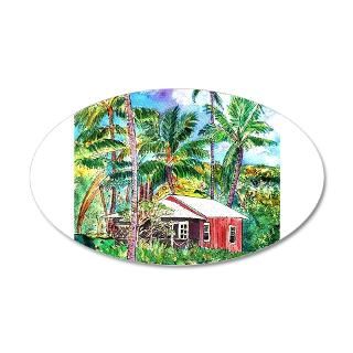 Art Gifts  Art Wall Decals  Little Red Cottage 22x14 Oval Wall