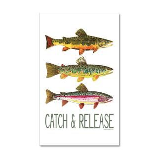 Brook Wall Decals  Catch   Release 3 Fish 38.5 x 24.5 Wall Peel