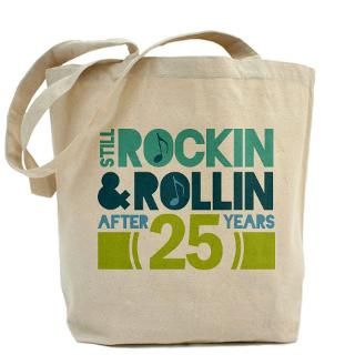 25 Years Gifts  25 Years Bags  25th Anniversary Rock N Roll Tote