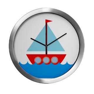 Red Sailboat in Water Modern Wall Clock for $42.50