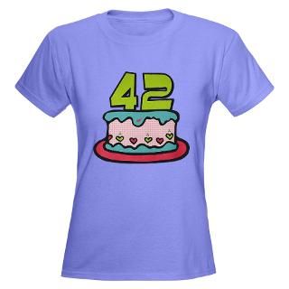 42 Year Old Birthday Cake Womens V Neck T Shirt