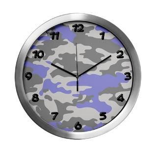 BLUE AND BLACK CAMO Modern Wall Clock for $42.50
