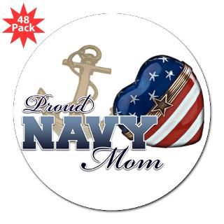 Navy Mom Patriotic Heart 3 Lapel Sticker (48 pk