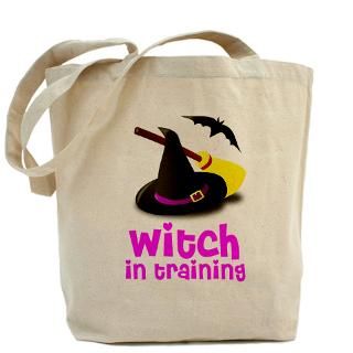 Witch in training hat broom b Tote Bag for $18.00