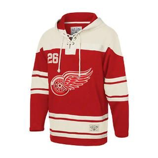 Detroit Red Wings Red Old Time Hockey Lace Up Jersey Hooded Sweatshirt