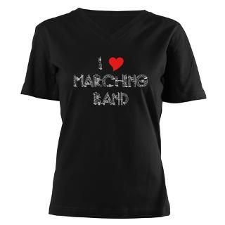 Love Marching Band Womens V Neck Dark T Shirt