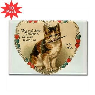 Victorian Kitten Valentine Rectangle Magnet (10 pa