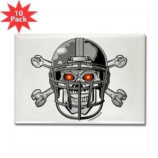 Skull Bones Football Helmet Rectangle Magnet (10 p