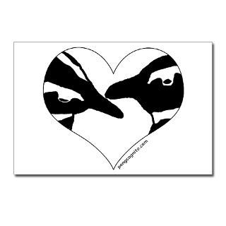 Penguin kiss (heart design) Postcards (Package of
