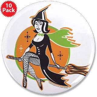 Vintage Halloween Witch 3.5 Button (10 pack)