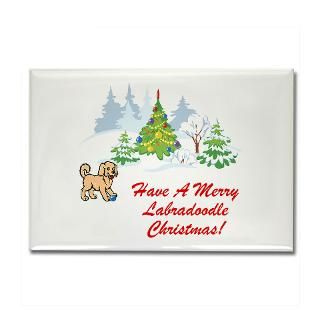 Labradoodle Christmas Rectangle Magnet