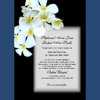 Hawaiian Flowers Custom Black Wedding Invite invitation