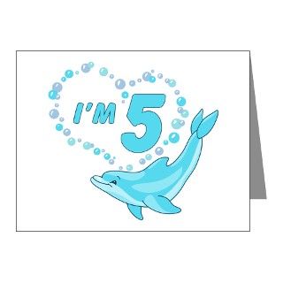 Gifts  5 Note Cards  Dolphin Heart 5th Birthday Invitations (10 pk