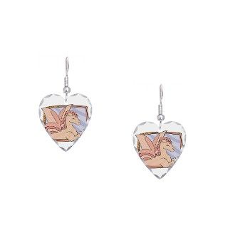 Art Gifts  Art Jewelry  Pink Pegasus Design Earring Heart Charm