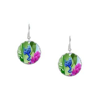 Frog Gifts  Frog Jewelry  Frog on leaf Earring Circle Charm