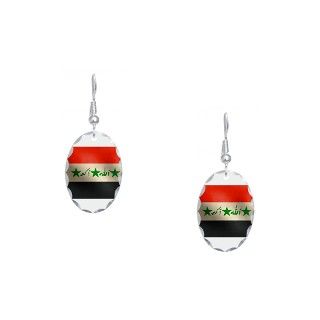 Country Flags Gifts  Country Flags Jewelry  Iraqi Flag Earring Oval