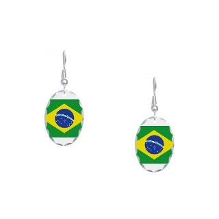 Brazil Gifts  Brazil Jewelry  Brazilian Flag Earring Oval Charm
