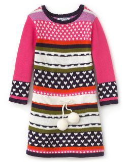 Girls Long Sleeve Cotton Fair Isle Sweater Dress   Sizes 12 24 Months