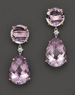 Amethyst and Diamond Earrings in 14 Kt. Yellow Gold