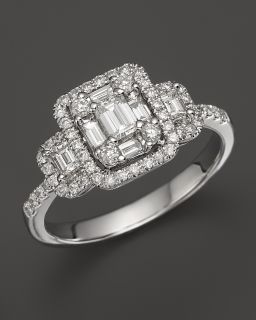 Diamond Emerald Cut Ring in 14K White Gold, 1.0 ct.tw.