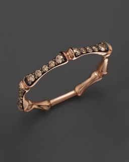 Brown Diamond Stackable Bamboo Ring in 14K Rose Gold, .30 ct. t.w