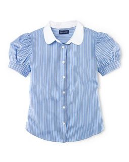 Childrenswear Girls Poplin Stripe Shirt   Sizes 7 16
