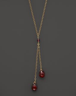 Garnet Drop Necklace in 14K Yellow Gold, 16