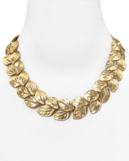 Lux Slightly Jaded Bold Leaf Collar Necklace, 17