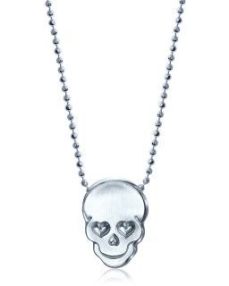 Little Rock Star Skull Sterling Silver Necklace, 16