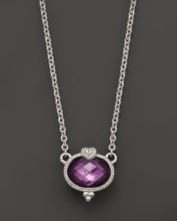 Necklace with Purple Crystal and White Sapphire, 17