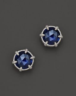 Judith Ripka Eclipse Stud Earrings with Lab Created Blue Corundum