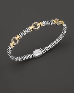 Lagos Caviar And Diamonds Sterling Silver and 18K Yellow Gold 6mm