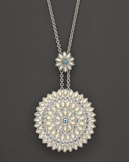 Large Applique Slider Pendant with Mother of Pearl and Blue Topaz, 24