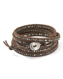 Chan Luu 32 5 wrap with gunmetal nuggets on leather