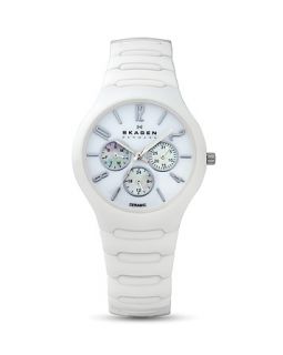 Skagen White Ceramic Chrono Watch, 37 mm