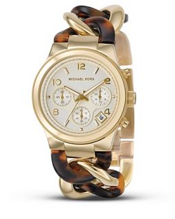 Michael Kors Stainless Steel and Tortoise Link Bracelet Watch, 38 mm