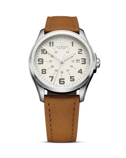 Victorinox Swiss Army Brown Leather Watch, 38mm
