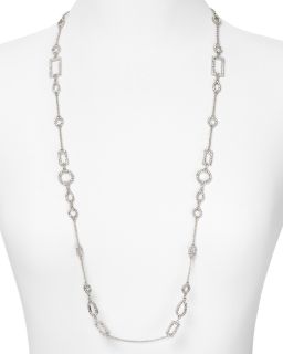 Social Manor Silver Chain Pavé Station Necklace, 36