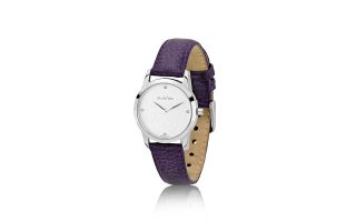 PANDORA Watch   Diamond, Purple Leather & Stainless Steel Fleur, 38mm