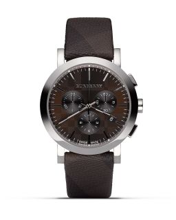 Burberry Chocolate Brown Watch with Smoke Check Strap, 40mm