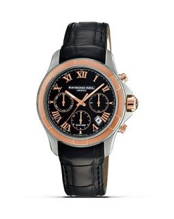Raymond Weil Parsifal Rose Gold and Leather Watch, 41mm
