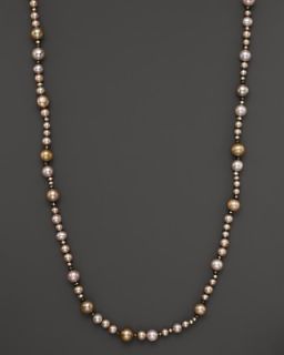 Tonal Champagne Cultured Freshwater Pearls and Pyrite Endless Necklace
