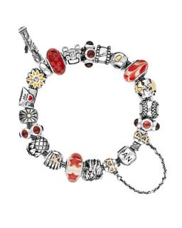 PANDORA Bracelet   Sterling Silver with Red Charms