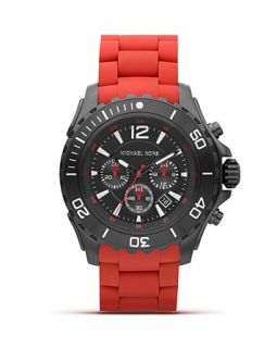 Michael Kors Mens Round Black and Red Sport Watch, 47mm