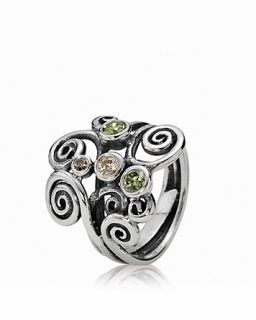 PANDORA Ring   Sterling Silver with Green, Brown & Champagne Zirconia