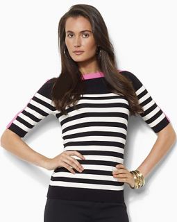 lauren ralph lauren stripe boatneck sweater price $ 79 50 color black