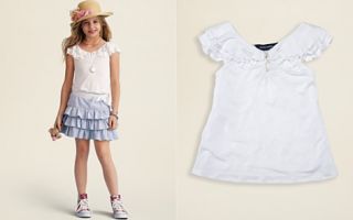 Ralph Lauren Childrenswear Girls Flutter Sleeve Top & Seersucker